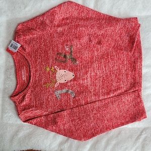 Wonderkids JOY Reindeer Red Marled Knit Long Sleeve Lightweight Sweater  Size 4T